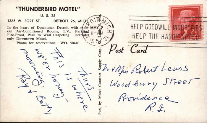 Thunderbird Motel - Old Postcard View